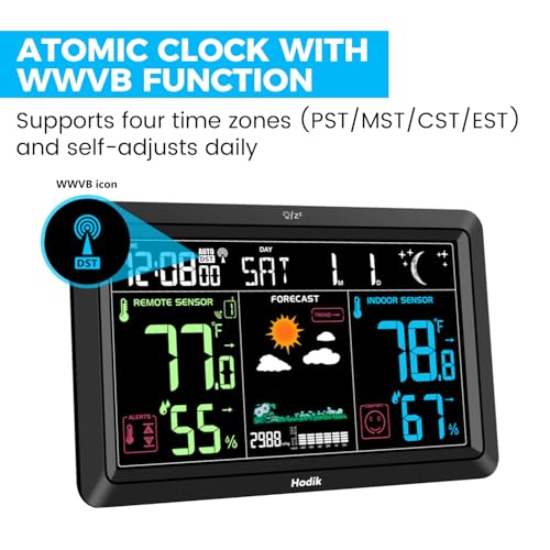 Weather Station Wireless Indoor Outdoor Thermometer Clock (Black)