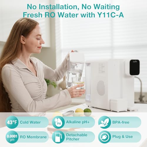SimPure Y11C-A Countertop RO Water Filter + Genuine PPC Replacement Filter Bundle, 6-Stage UV Alkaline Cold Water, No Installation
