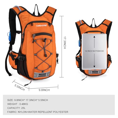 Carey STEN Hydration Backpack Hiking Pack Equipped 2L Water Bag - color: Orange