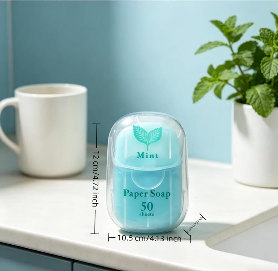 Mint Scented Paper Soap Sheets, Travel Soap Sheets with Portable Case Blue - color: Blue