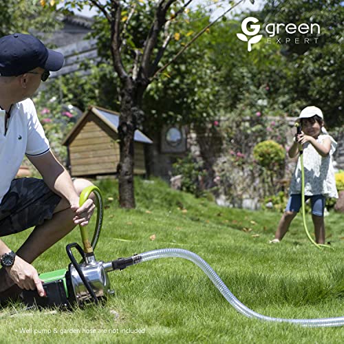 Green Expert 1" ID Inlet Hose Kit with End Valve and Threaded Adapter, 25-Foot Transparent PVC Pipe for Shallow Well Pumps Booster system Water Intake, All-in-One Easy Installation Pump Accessory - size: 25FT