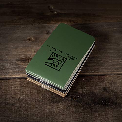 Rite in the Rain Weatherproof On The Go Wallet Notebook, 2" x 3.375", 2 Each Tan, Green, Black Cover, Blank Pages, 6 Pack (No. OTG-TACL)