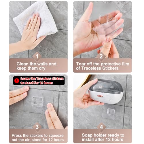 1Pc Shower Soap Dish Holder with Lid, Bar Soap Container with Drain | Wall Mounted Soap Box Container for Shower, Bathroom, Bathtub, Kitchen Sink, Adhesive Included - color: 1pc Wall-mounted
