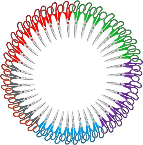 Scissors Bulk Set of 40-Pack, Niutop 8" Multipurpose Sharp Sewing Craft Fabric Scissors for Office Home High/Middle School Student Office Teacher Art Supplies, Soft Comfort-Grip Right/Left Handles - color: 40 Packs