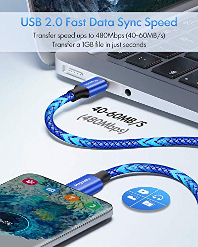 etguuds USB C to USB C Cable 3ft, 2-Pack 60W C to C Cable Fast Charging | for iPhone 17 16 15 Pro Max Plus Air, Samsung Galaxy S26 S25 S24 S23, USBC iPad MacBook Charger Cord Type C, Pixel, Blue - color: Blue, size: 3ft