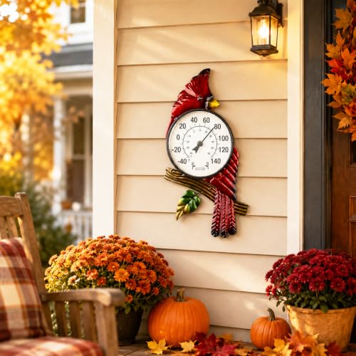 MUMTOP Outdoor Thermometer, Cardinal Outside Decor for Patio, Yard, Garden