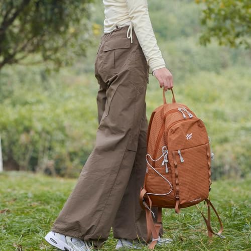 23L Lightweight Hiking Backpack, Terracotta Daypack with Pole Holder - color: 23l-terracotta