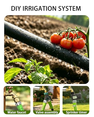 Flat Soaker Hose 50FT for Garden, Upgrade Drip Irrigation Hose with Anodized Metal Ends and Heavy Duty Double-Layer, Leakproof & Flexible Water Saving 80% Hose for Lawn, Beds, Vegetable - size: 50FT