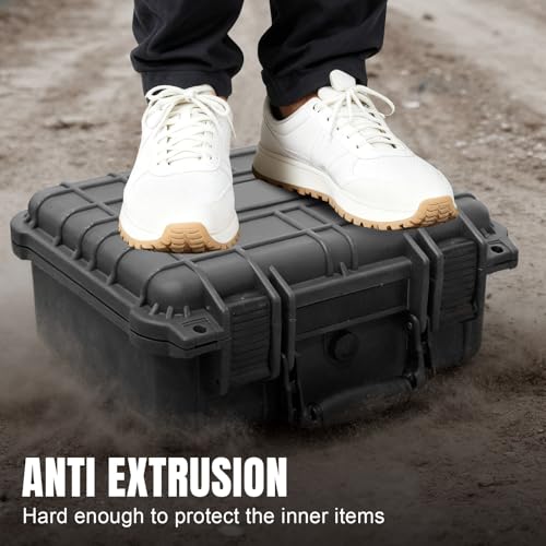 Jack Boss Waterproof Hard Camera Case with Pre-cut Foam,black,updated | Portable Hard Shell Case With Updated Plastic Material,Fit Use of Drones,Camera,Equipments,13.6X11.4X6 Inch - color: BLACK-UPDATE, size: 13.6x11.4x6 in