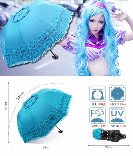 Honeystore Princess Lace Ultraviolet-Proof Folding Umbrella Anti-uv Dome Parasol - color: Style1 Purple
