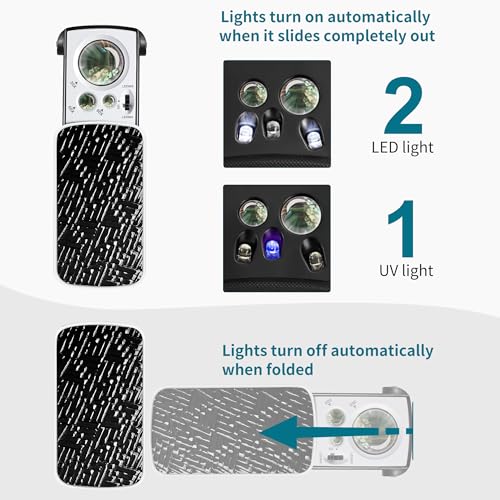 JARLINK 3 Pack 30X 60X 90X UV LED Illuminated Jewelers Loupe - size: 11.6cm x 3cm