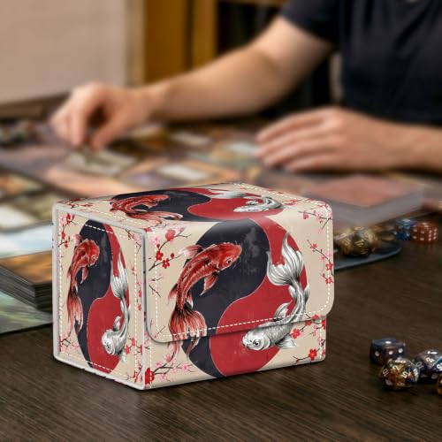 Premium Commander Deck Box,Magnetic Trading Card Storage Case for MTG TCG - Fits 100+ Single-Sleeved Cards,Koi Yin Yang Art Painting - color: Koi Yin Yang Art Painting