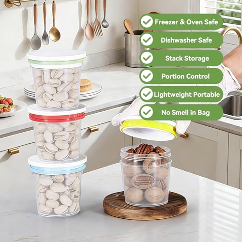 12 Pack 8.8oz Plastic Food Storage Containers with Lids, Small Meal Prep Container Jars for Food, Salad, Soup, Snack, Freezer & Lunch - color: Multicolor (12pcs 8.8oz)