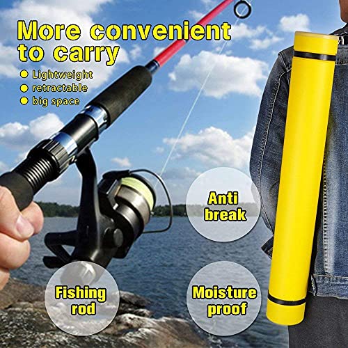 DEWEL Document Tube,Plastic Expanding Poster/Art/Document Storage Tube 24.5 to 40 inches Adjustable with Carrying Strap Waterproof and Light-Resistance Telescoping Carrying Case (Yellow-Large Size) - color: Yellow (Round), size: Large