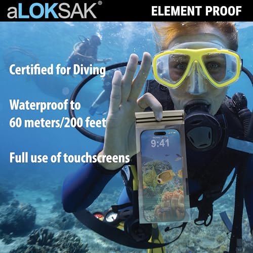 LOKSAK - aLOKSAK Waterproof Cellphone Dry Bags - Airtight Underwater Phone Pouch - Touch Screen Compatible - Diving Certified - size: 6 X 9 inch - 2 Pack
