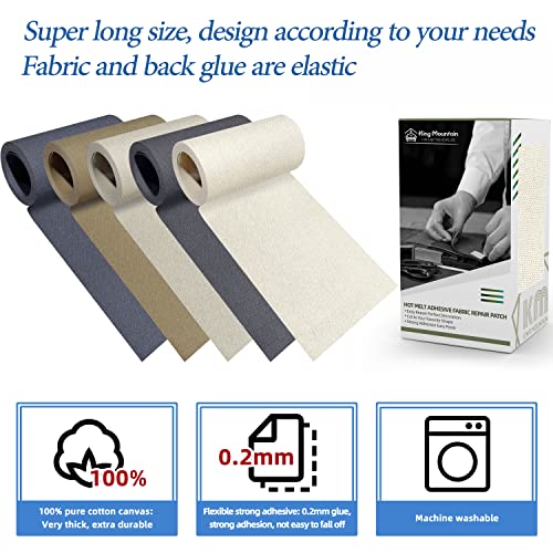 Canvas Iron on Patch,3"×60",Waterproof 100% Cotton Fabric Repair Patch,Used for Various Sofa,Tent,Clothes,Seats,Suitcases (Beige White) - color: Beige White, size: Canvas-3"x60"
