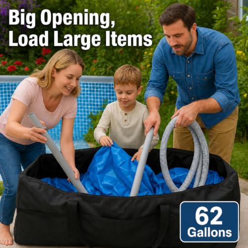PJT 62 Gallon Extra Large Storage Bag for Pool Accessories, Black - size: Black - 51 x 20 x 14 in