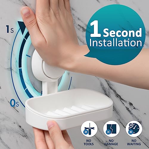 TAILI Soap Holder, Soap Dish for Shower Suction Cup, Bar Soap Holder, White | 2 Set Removable Soap Holder Shower, Soap Tray for Shower Wall, No drill Sponge Holder, Bathroom & Kitchen, Bath Accessories - color: White, size: 2 Set