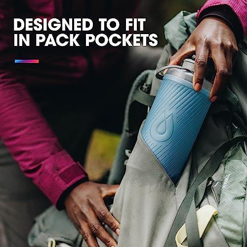 HydraPak Flux Collapsible Backpacking Water Bottle (750ml, Tahoe Blue) - color: Tahoe Blue, style: 750ml/25oz