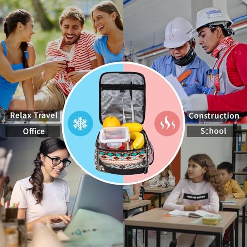 Pardick Aztec Pattern Tote Lunch Box Insulated Lunch Bag Tote Cooler Freezable Meal Prep Bag Waterproof Leakproof Cooler Lunch Container For Picnic Office - color: Aztec