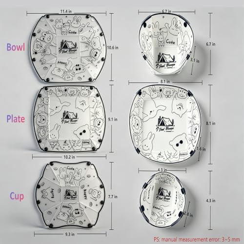 Collapsible Camping Tableware Set - 6 Pack Foldable Cups, Bowls & Plates Combo with Utensils, Lightweight, Portable, Easy to Clean & Heat Resistant for Picnic, Hiking, Travel, RV