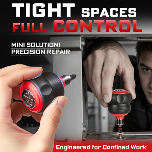 Geinxurn 35Pieces Impact Magnetic Screwdriver Set Include Stubby 2in1 Rachet Screwdriver Handle, Dual End Ratchet Socket Wrench, Bit Holder and Nut Driver for Repair & Outdoor Work - style: 35pcs