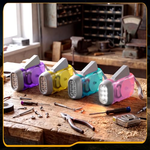 Mudder 24 Pack Hand Crank Flashlight - color: Light Blue, Pink, Purple, Yellow