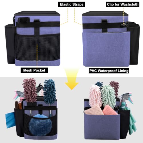 Wearable Large Cleaning Caddy Bag for Housekeepers (Purple) - color: Purple, size: Cleaning Bag