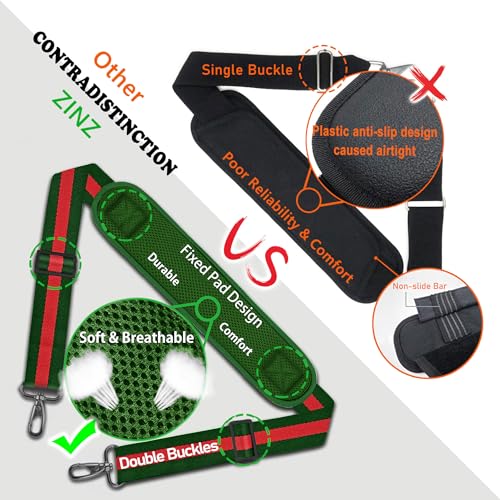 ZINZ Bag Shoulder Strap, Padded Adjustable Shoulder Strap Replacement - color: Stripes-grwgr, size: 57"