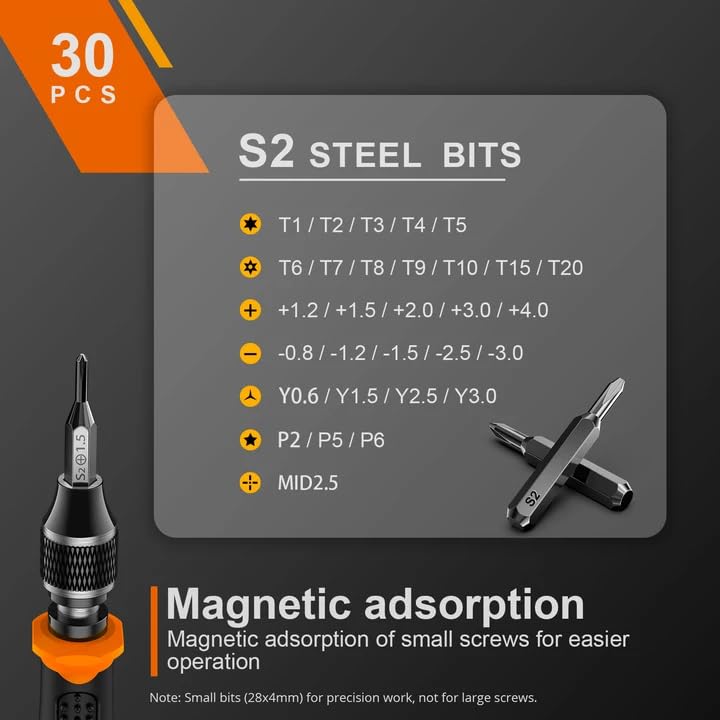 JOREST 40Pcs Precision Screwdriver Set,Small Screwdriver with Torx T5 T6 T8 | Mini Repair Tool Kit for Macbook, Computer, Laptop, iPhone, PS4 PS5, Xbox, Switch, Glasses, Watch, Ring Doorbell, Electronics - style: 40 in 1 S2