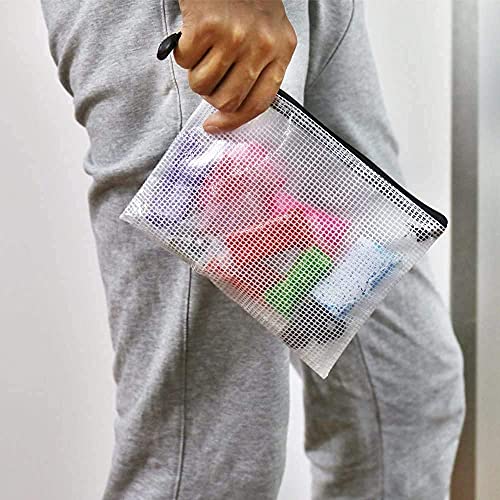 A3(17"x 11.5")-Mesh Zipper Pouch Plastic Zipper File Zip Document Folders for Office Supplies Travel Bags,6-Pcs,Multicolor - size: A3