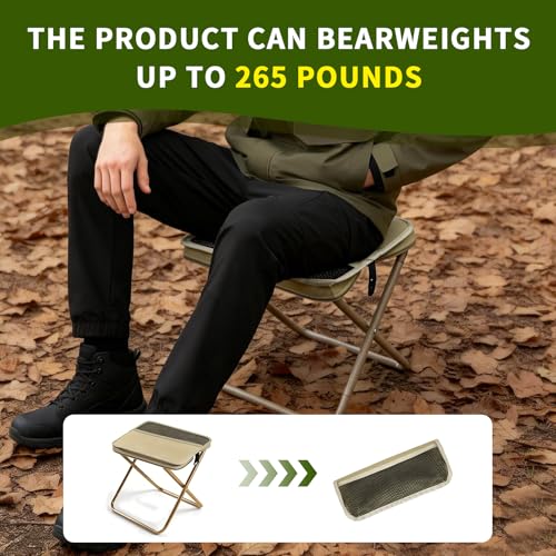 Portable Foldable Backpack Stool, Pocket Chair Camping Fishing Stool, Mini Outdoor Camping Stools Sling Bag, Collapsible Stools Chairs Carry Bag for Fishing Travelling Picnics - color: Khaki