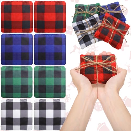 SmoothNovelty 8 Pcs Microwave Hand Warmers Reusable Flannel Handwarmers with Flaxseed Microwavable Hand Warmers Cold Pack Heating Pack Therapy Bag for Colleagues Christmas Stocking Stuffer Gifts - color: Buffalo Plaid