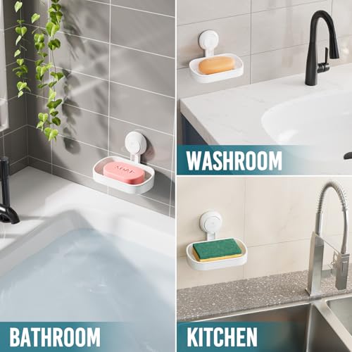 TAILI Soap Holder, Soap Dish for Shower Suction Cup, Bar Soap Holder, White | Removable Soap Holder Shower, Soap Tray for Shower Wall, No drill Sponge Holder, Bathroom & Kitchen, Bath Accessories - color: White, size: 1 Tier