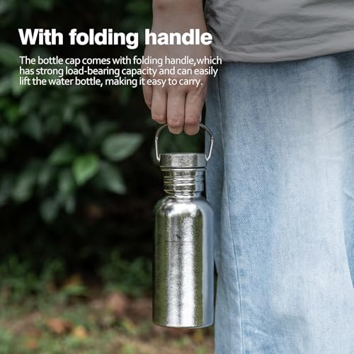 Boundless Voyage Titanium Water Bottle with Lid Wide Mouth Leak-Proof Reusable Sport Drinking Bottle for Camping Hiking Picnic Climbing Running Tea Coffee (600ml-glossy) - color: 600ml-glossy