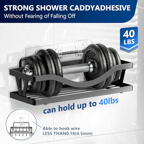 14 Pack Shower Caddy Replacement, Strong Adhesive Flat Hooks, Clear Waterproof Shower Shelf Strips for No Drilling Bathroom Storage Shelves, Soap Holder, and Kitchen Racks - color: Transparent-Upgrade 14Pack