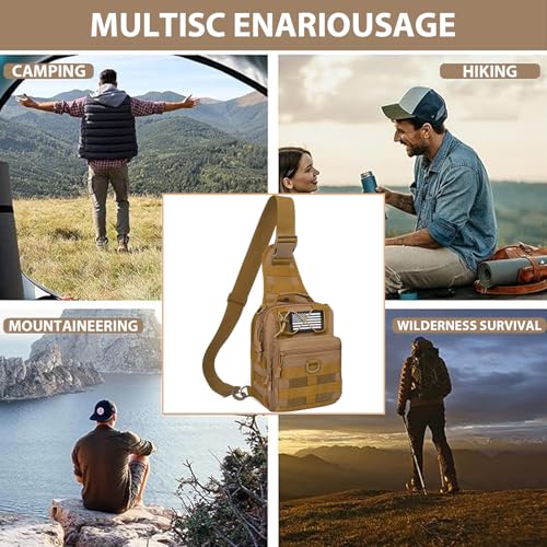 GMAK Tactical Sling Bag for Men, Tactical Shoulder Bag Military Sport Bags - color: Khaki