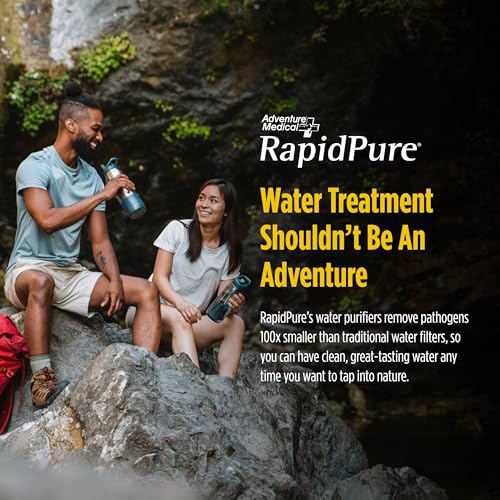 RapidPure Purifier & Insulated Stainless Steel Bottle | Double-Wall Stainless Steel Bottle Keeps Water Cold with UltraCeram Filtration That Removes Viruses, Bacteria & Parasites