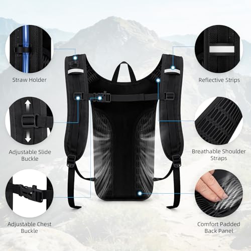 Maelstrom Tactical Hydration Backpack,Water Pack with 2L Water Bladder - color: Black