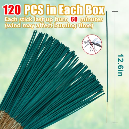 120 Pcs Mosquito Repellent, Citronella Oil Incense Sticks for Patio Camping - size: 1 Count (Pack of 120)