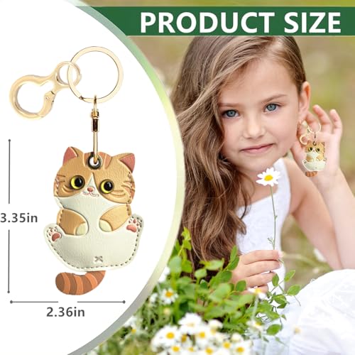 Leather Keychain holder Protective Case Compatible with Apple AirTag - color: Cat D