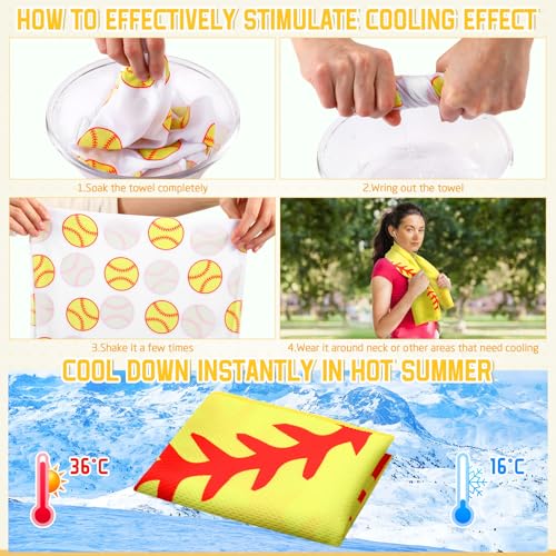 FuWeave 24 Pcs Softball Cooling Towels Gifts 40 X 12 Inch - color: Softball, size: 40 x 12 inches