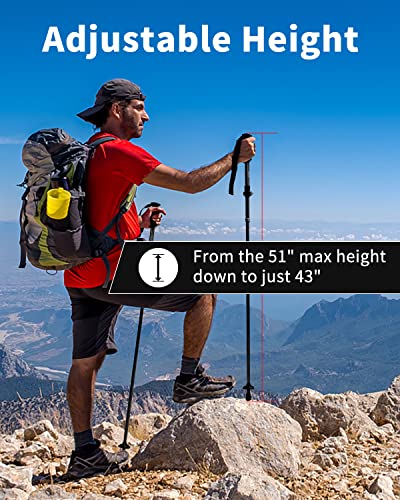 AISUNOURDOOR Lightweight Adjustable Trekking Poles, Aluminum Collapsible Travel Hiking or Walking Sticks for Women Children, with One Disposable Raincoat - color: Blue