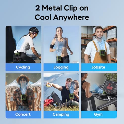 AMACOOL Mini Portable Waist Fan Clip on, 13000RPM Wearable Shirt Belt Fan - color: GREEN