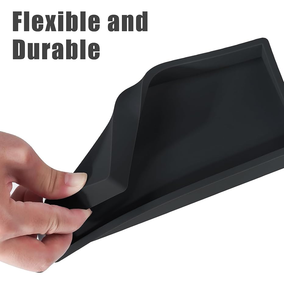 2PCS 11.8” L x 5” W Silicone Soap Dispenser Tray, Bathroom Sink Vanity Trays for Dresser Tops, Toilet, Small Black Tray for Scrubber, Lotion Bottles, Perfume, Jewelry, Candle, Key Trinket Ring-Black - color: Black（2 Pcs Large 11.8”）