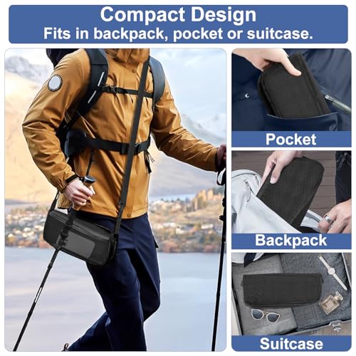 Portable Folding Camp Stool with Side Pocket, Lightweight Foldable Camping Stool for Adults, Backpacking Travel Fishing Stool Mini Chair, Compact Folding Seat with Storage Bag