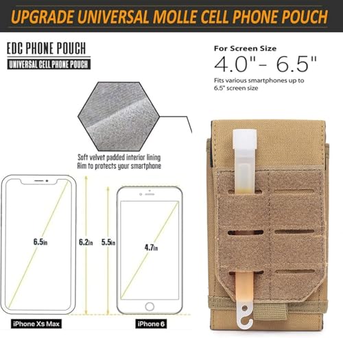 Molle Phone Pouch, Small Molle Pouches, Tactical Cell Phone Holster, Heavy Duty Waterproof Smartphone Case Holder for Vest Belt Waist (Black) - color: SIMPLE BLACK
