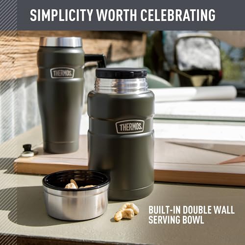 THERMOS Stainless King Vacuum-Insulated Food Jar, 24 Ounce, Matte Red - color: Matte Red, size: 24 Ounce
