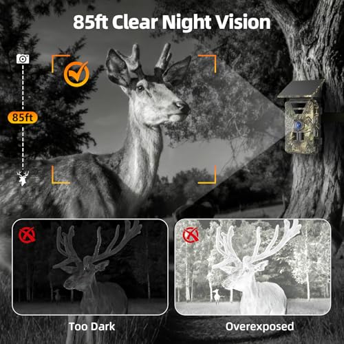 BoxLegend Solar Trail Camera WiFi 4K 60MP with 64GB Memory Card Game Cameras with Night Vision Motion Activated Waterproof Trigger Speed Trail Cam Wide Angle Wildlife Camera for Backyard and Outdoor | Night Vision, Motion Activated, Waterproof, Trigger Sp