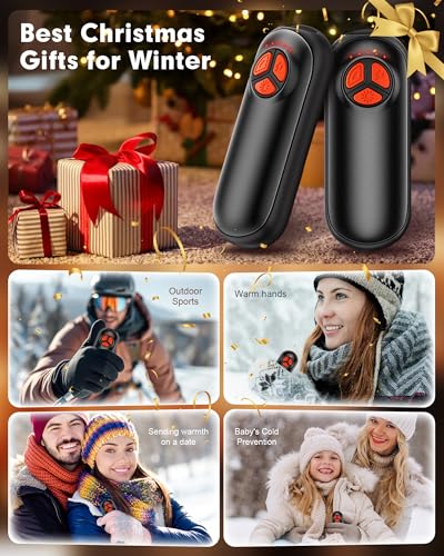 Upgraded Hand Warmers Rechargeable 2 Pack, AI Electric Hand Warmers, Portable Heater, 1s Safe Rapid Heat, 5 Gears Temperature Control, for Hunting, Camping, Hiking, Outdoor - color: black